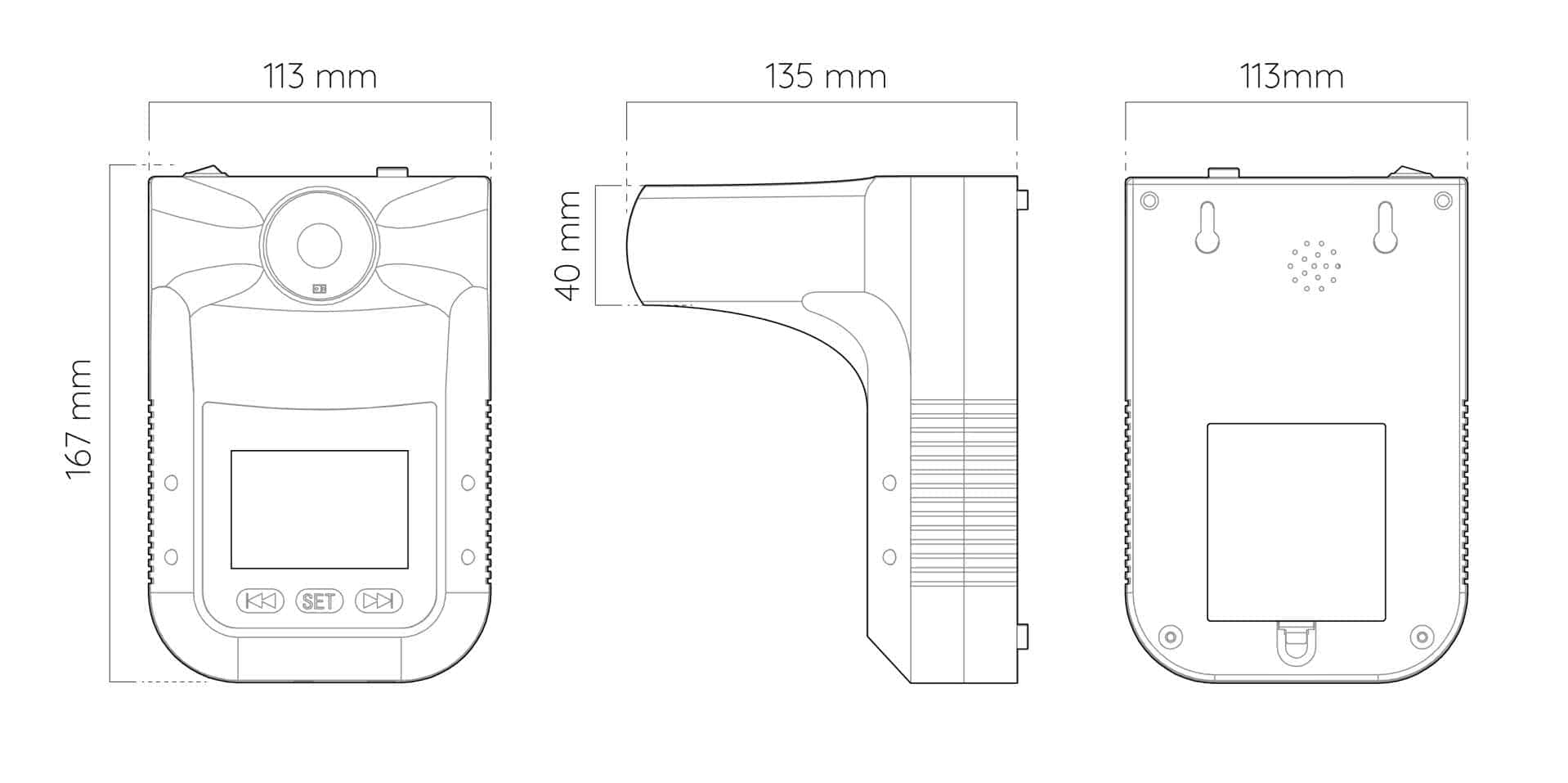 BE-4302安心量約手掌大小，可壁掛在牆壁上，或是固定在相機腳架上，輕巧不占空間